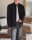 Ento Leather Knit Color Matching Rider Jacket