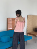 Mass Chiffon Frill Banding Ribbon Strap Sleeveless