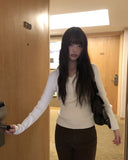 Tua Ribbed Lace V-Neck Knit