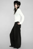 Slit-up Belt Cotton Pants