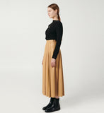 Fox Leather Long Pleated Skirt