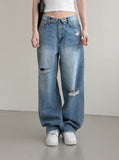 Folded Damage Denim Pants