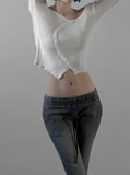 Curved off-shoulder knit