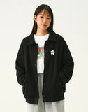 Flower Dot Embroidery Stadium Varsity Jacket