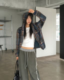 [MADE] Dorman Checkered Windbreaker Nylon Hooded Zip-Up