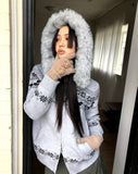 Newa Nordic Fur Two-Way Knit Hooded Zip-Up