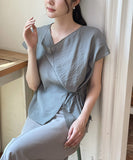 Cellon Drape Cap Sleeve Blouse