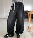 Verti Side Pintuck Balloon Denim Pants