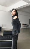Ribbed Cut Knit Zipup