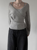 Colin V-neck Wrap Button Wool Knit
