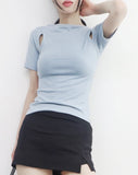 Riffen reverse slit T-shirt