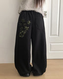 Laru Patch Wide String Brushed Training Pants