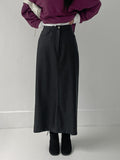Matte Leather High Waist Long Skirt