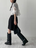 Sheer High Neck Tie Blouse