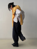 [Wrinkle Free] Two Way Wrap Stripe Loose Fit Shirt