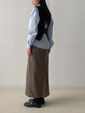 Belted H-Line Brushed Long Skirt