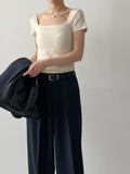 Rie RIb Square Neck Short Sleeve T-Shirt