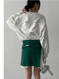 Back Slit Loose Fit Crop Sweatshirt