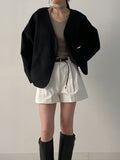 [wool20%] Smil No-Collar Robe Short Jacket