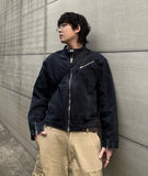 Premium Crop Biker Denim Jacket