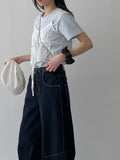 [unisex] 250 pin tuck wide denim pants
