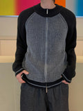 Non-mix Raglan Varsity Knit Zip-up