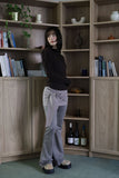 Suede bootcut pants
