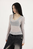 Joy see-through V-neck tee