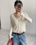 Frill V-Neck Sleeveless Cardigan