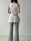 Shirring Frill Layered Sleeveless