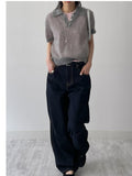Mohair collar half knit