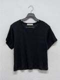 Linen round neck short sleeve T-shirt
