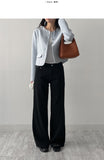 Basic Cotton Semi-Wide Pants