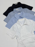 [Short sleeve ver.] Loke Wrap Shirring Shirt