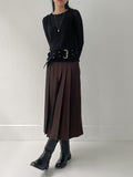 Mirror Low Pleats Long Skirt