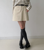 Bring corduroy A-line mini skirt
