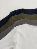 Boat neck pleated long sleeve T-shirt