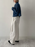 [unisex] Chino Belted Cotton Wide Pants
