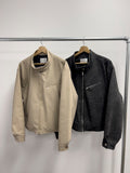 Vintage Crop Two Button Leather Jacket