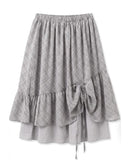 CHECK SHIRRING LAYERED SKIRT