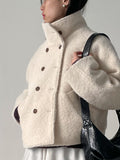 Hairy High Neck Double Short Coat