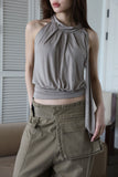 Work belted cotton pants