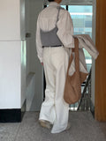 [Belt SET] Stern Pintuck Cotton Wide Pants