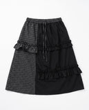 CHECK MIX FRILL SKIRT