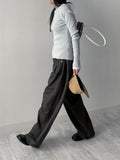 744 Tencel pleated wide pants