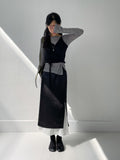 Ribbed wrap see-through layered t-shirt