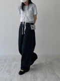 [unisex] 250 pin tuck wide denim pants