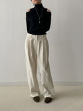 Illy Pintuck Corduroy Wide Slacks