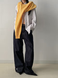 [Wrinkle Free] Two Way Wrap Stripe Loose Fit Shirt