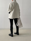 [wool100%] Raglan Boucle Collar Half Coat